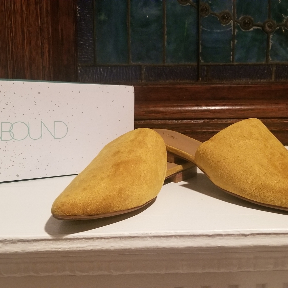 Mustard Suede Slip on Shoes